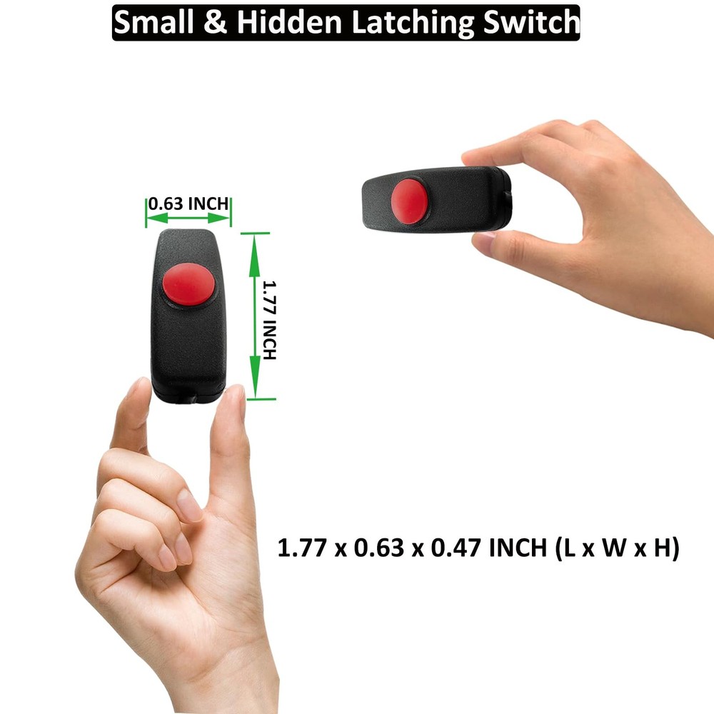 12V Inline Mini ON Off Push Button Switch, Small Latching in-line ON-Off Swit...