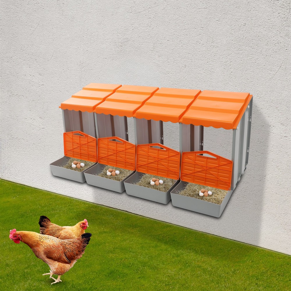Chicken Laying Box Modern 4-Compartment Chicken Nesting Box with Egg Collection
