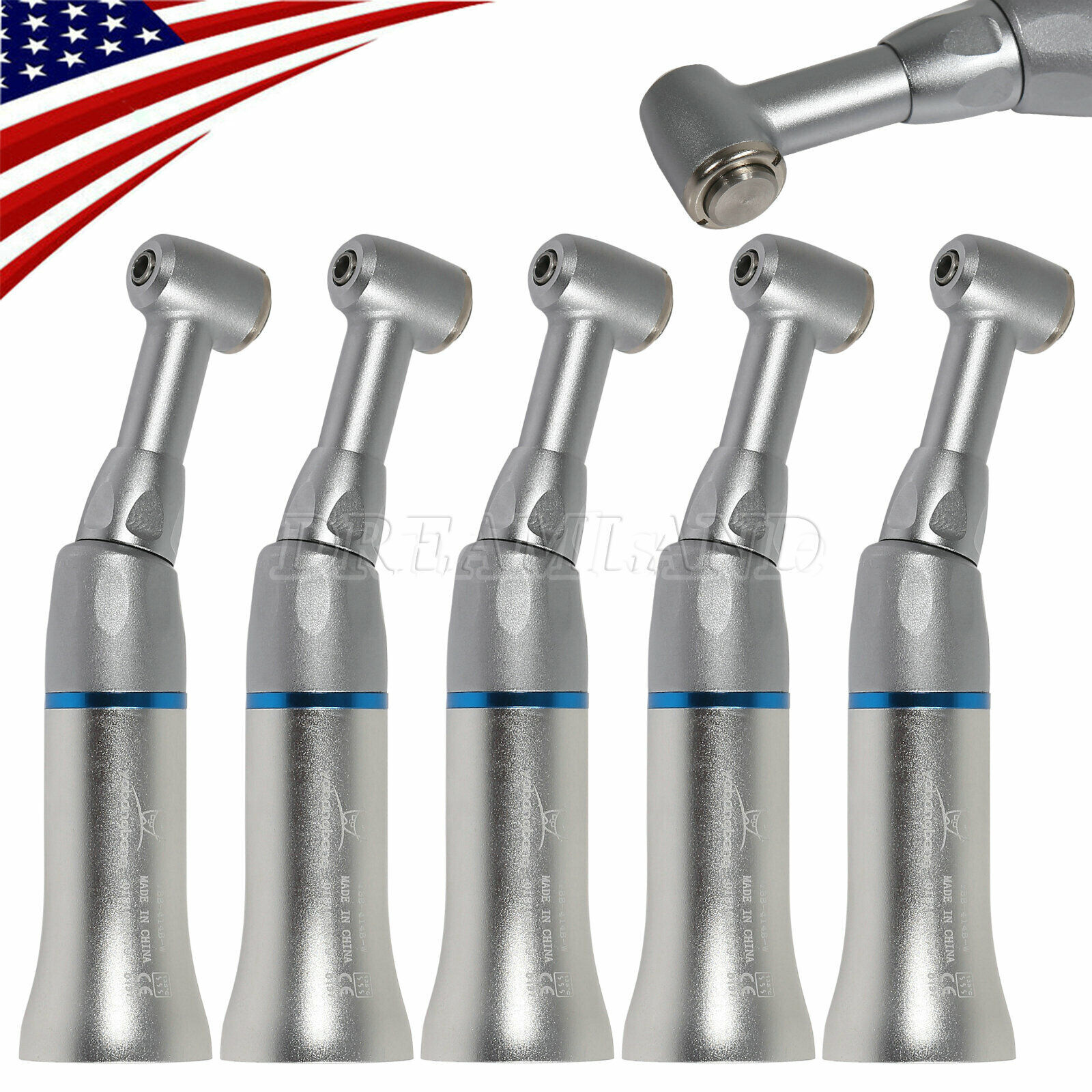 5 NSK Style Dental Slow Speed Handpiece Push Button Contra Angle USA WAREHOUSE