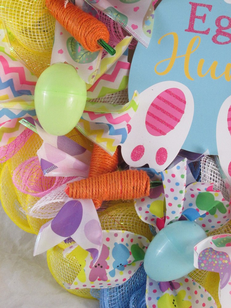 Bubbles, Cruffles, and Curls Deco Mesh Easter Wreath