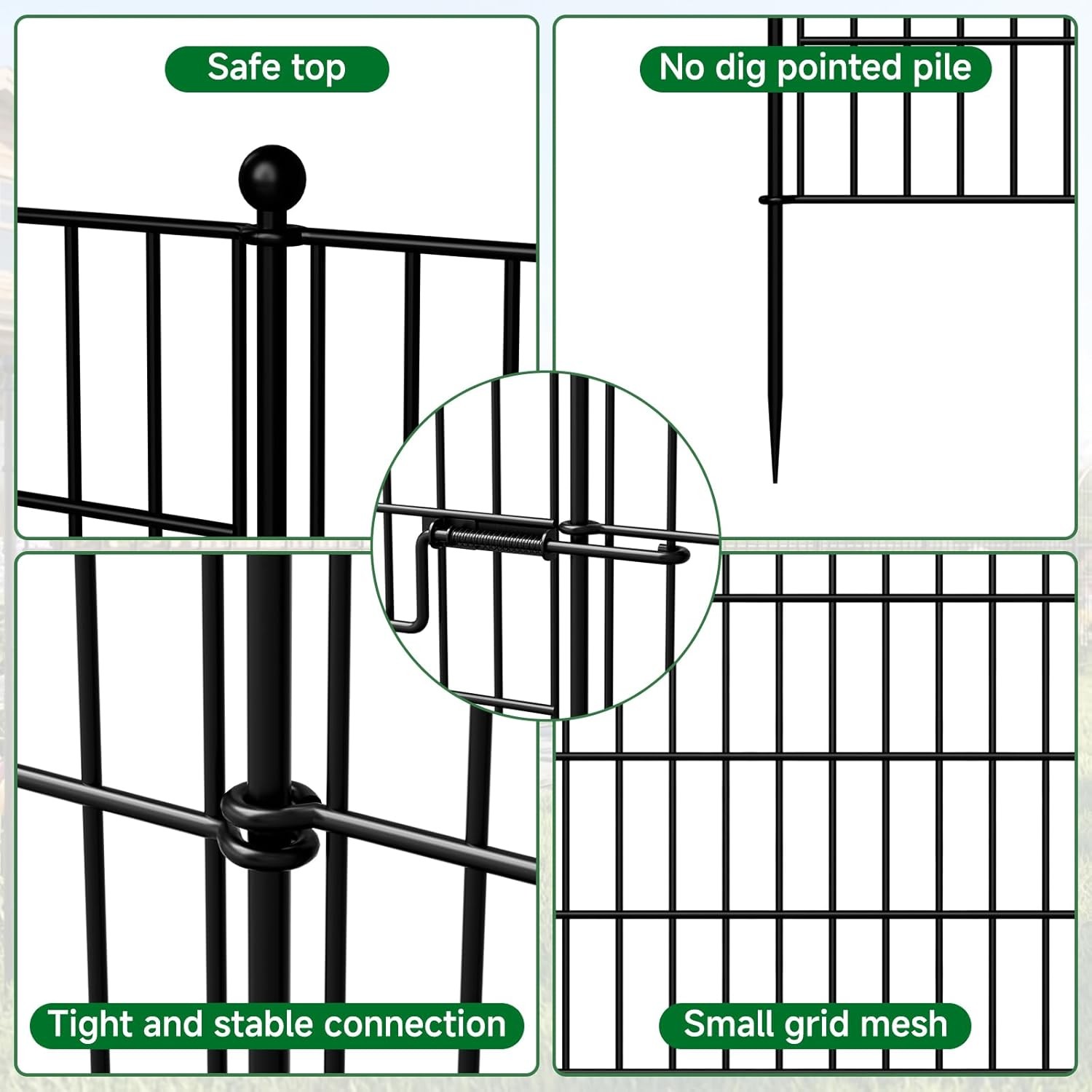 NAIZEA Garden Fence with Gate 7 Panels 13 Panels Animal Barrier No Dig Pet Fence