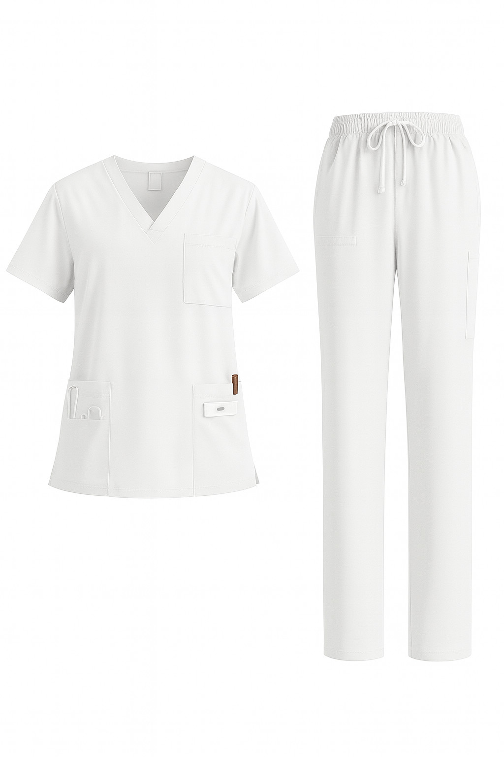 Unisex Scrub Set –VNeck Top & Straight Pants with Pockets Nurse Medical Uniform