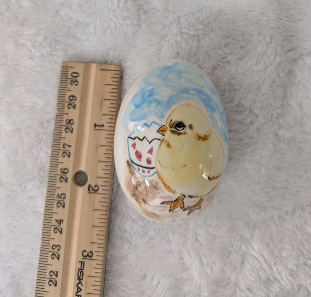 Hand Painted Baby Chick Ceramic Egg