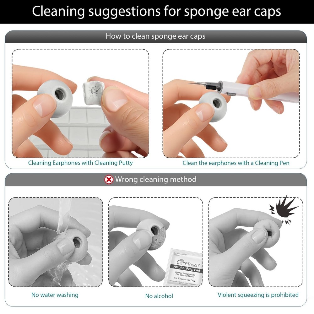 Vsagier Memory Foam Replacement Airpods Pro 1st/2nd, 4- - Gray