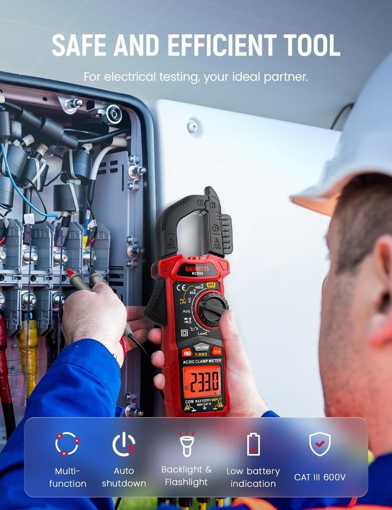 Digital Clamp Meter Multimeter with D-Shaped Jaw