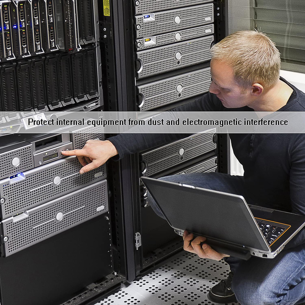 1U Rack Mount Blank Panel with Brush for Cable Management (2 Pack)