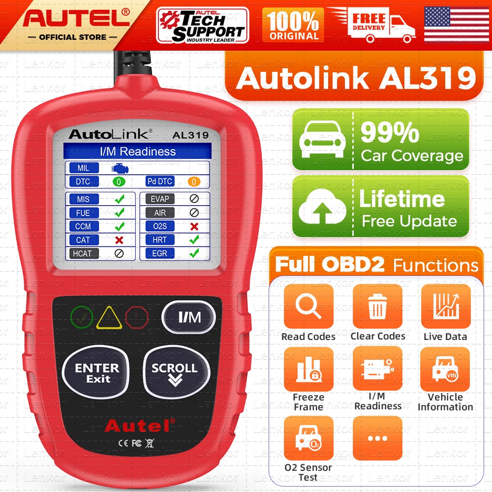 Autel Autolink AL319 OBD2 CAN OBDII Car Code Reader Diagnostic Scanner Tool NEW