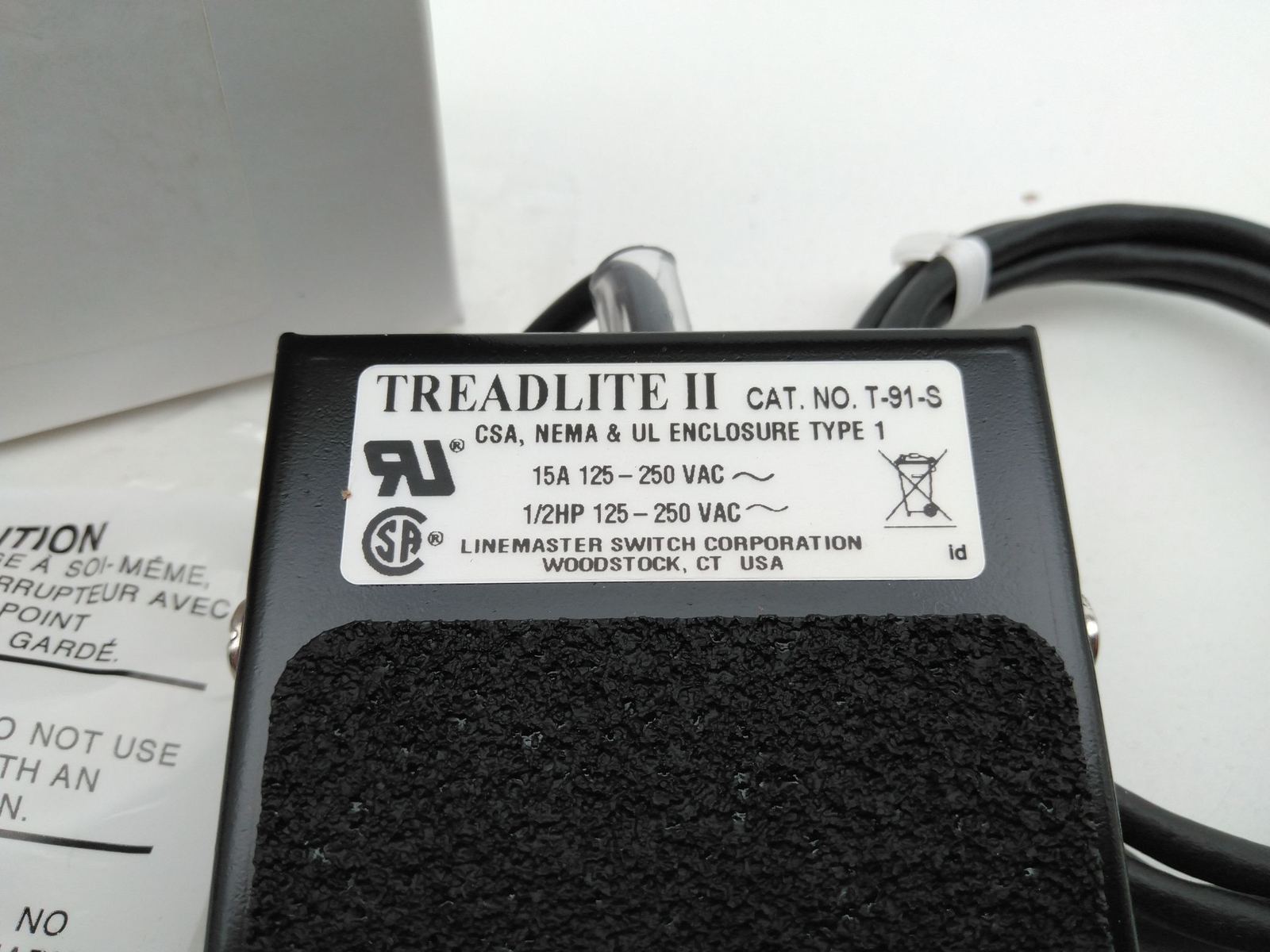 LineMaster T-91-S Treadlite II Foot Switch with Cable and Plug