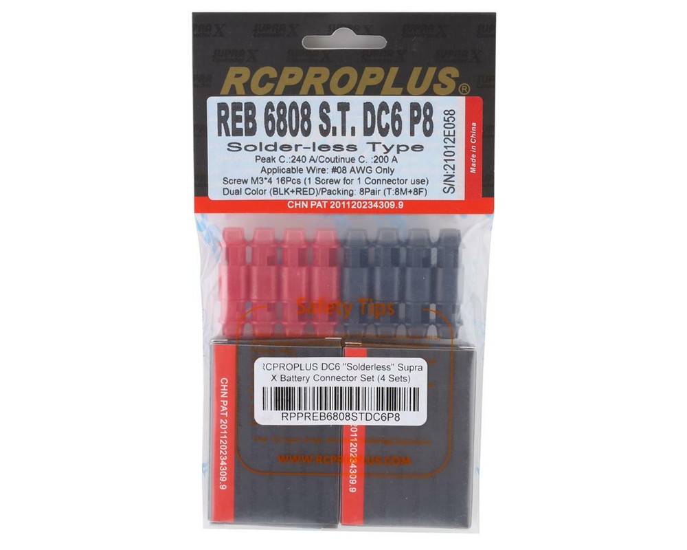 RCPROPLUS DC6 "Solderless" Supra X Battery Connector Set (4 Sets)