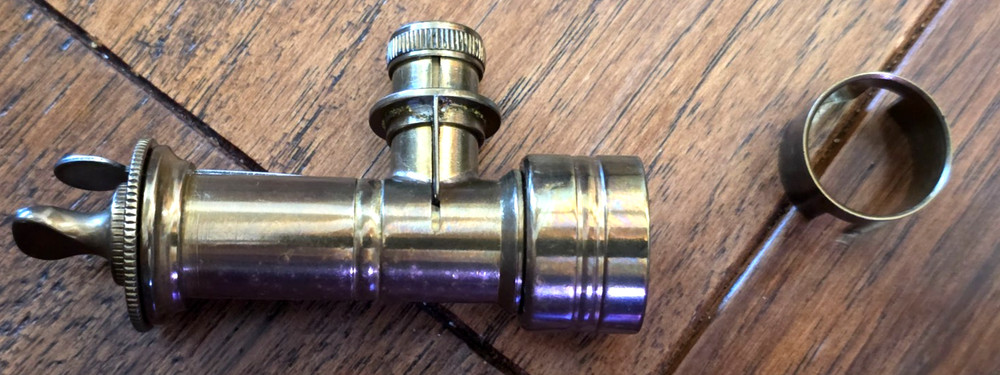 Vintage Solid Brass Irish Bag Shot Black Powder Flask Spout  Muzzleloading