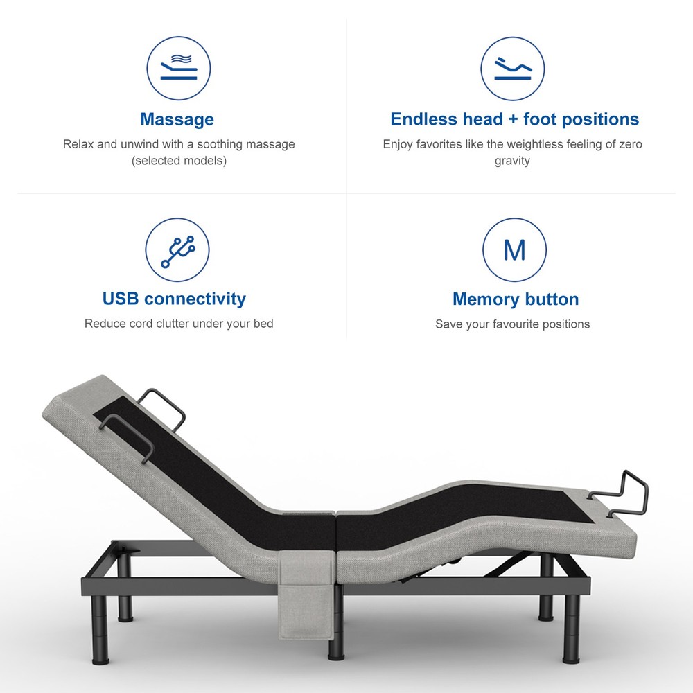 Used Adjustable Bed Frame Zero Gravity Powered Base w/ Massage Remote Twin XL