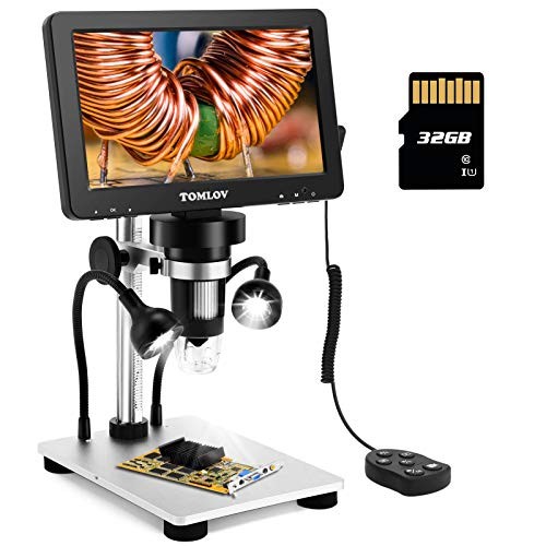 TOMLOV DM9 7" Digital Microscope: 1080P 1200X Coin Microscope 7", Silver