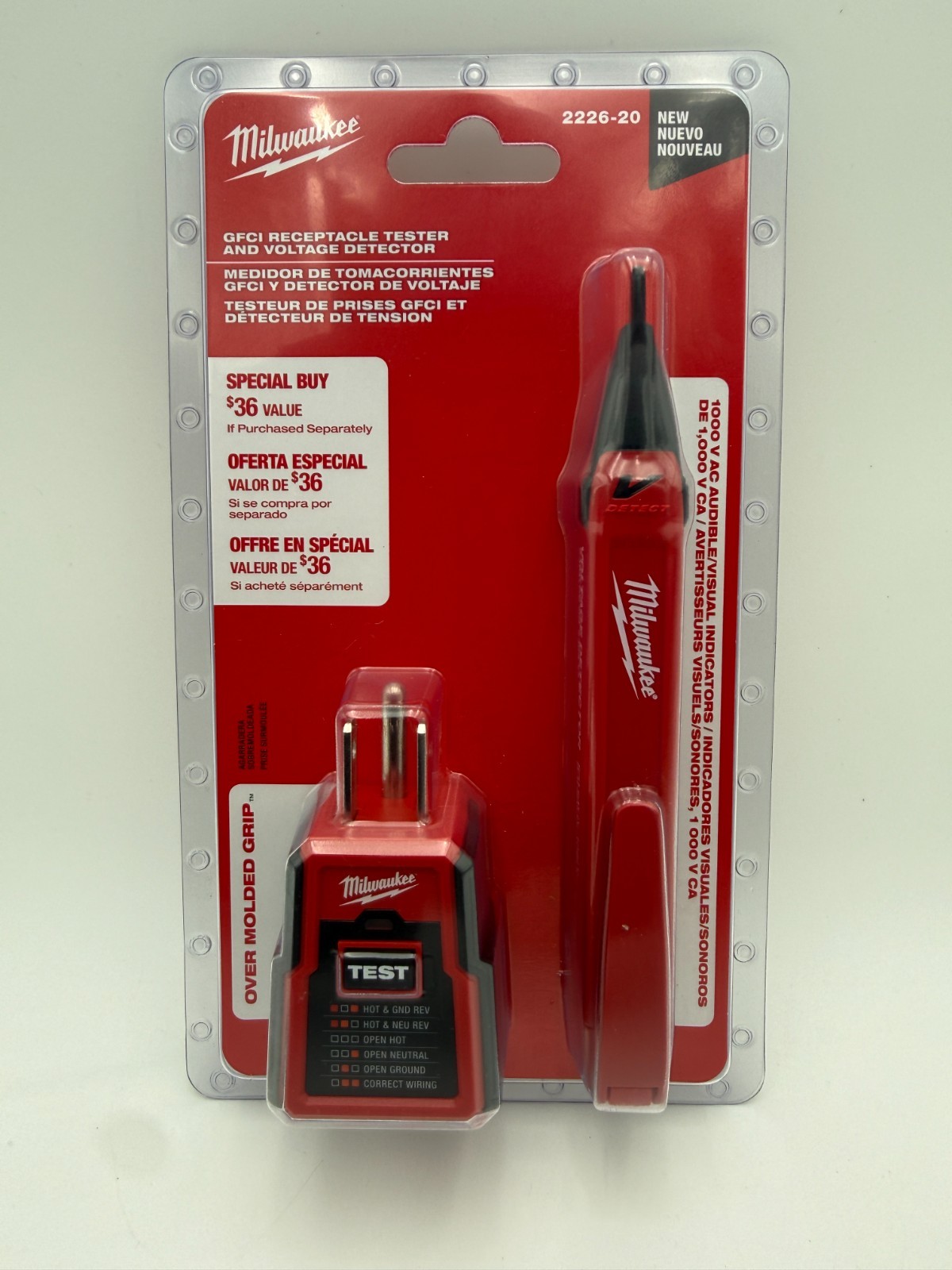 Lot of 6 Milwaukee Non-Contact Voltage & GFCI Receptacle Premium Test Kit2226-20