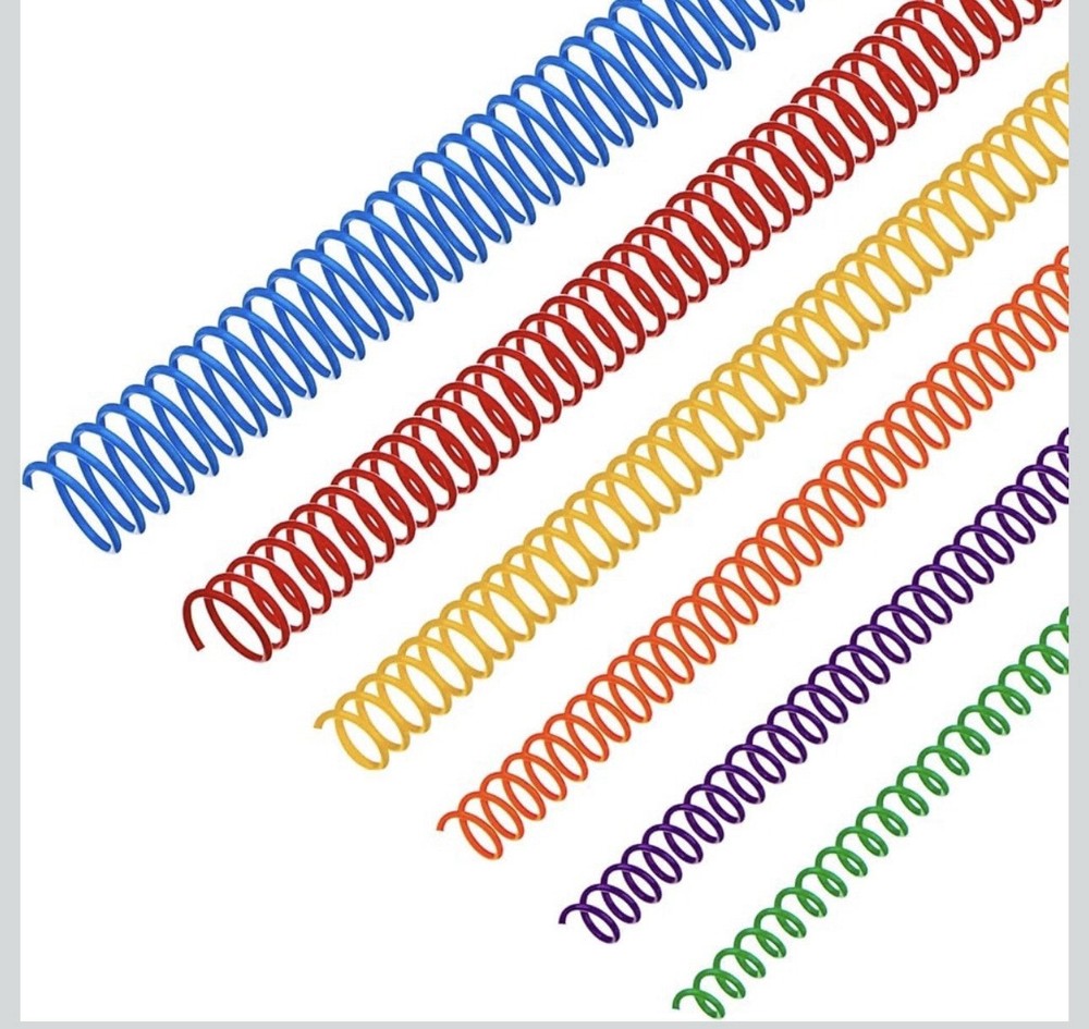Assorted Color Plastic Wire Binding Spines 4:1 Pitch 6 Sizes for Documents