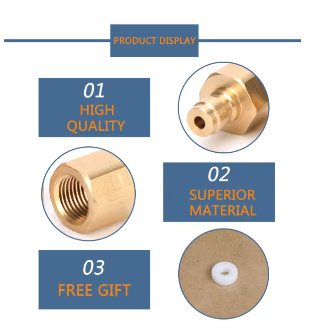 2PCS 1/8BSPP Thread Copper Quick Connector Fitting PCP Air Refilling Adapter 8MM