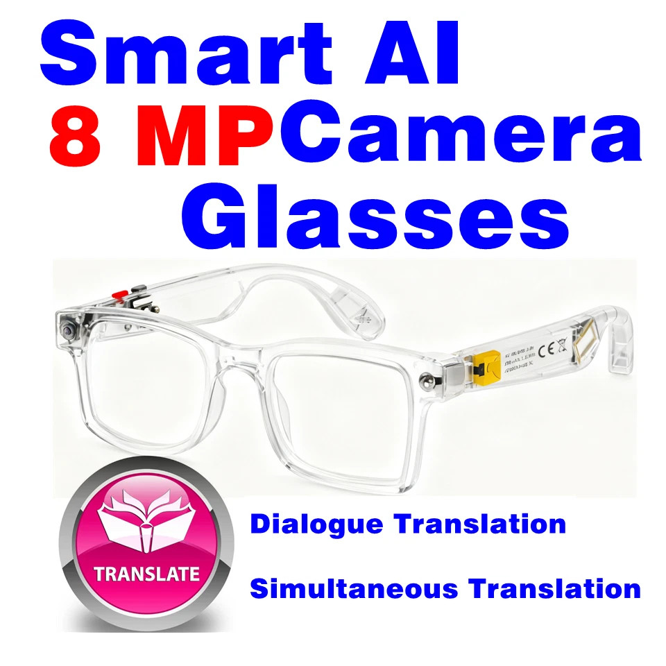 AI smart glasses with 8MP camera and translate and bluetooth