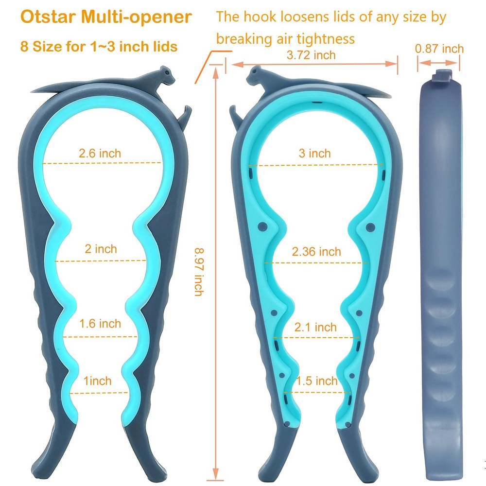 Otstar Jar Opener Bottle and Can small & medium, Blue Grey