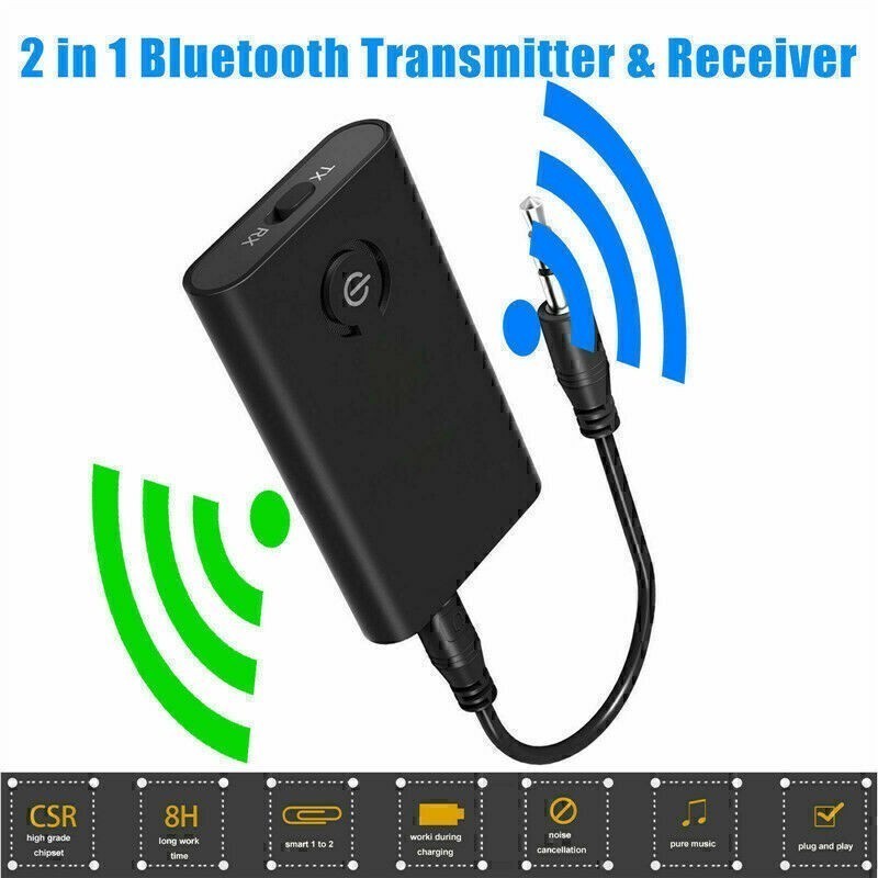2 In 1 Bluetooth 5.0 Transmitter Receiver Wireless Audio 3.5mm Aux Adapter