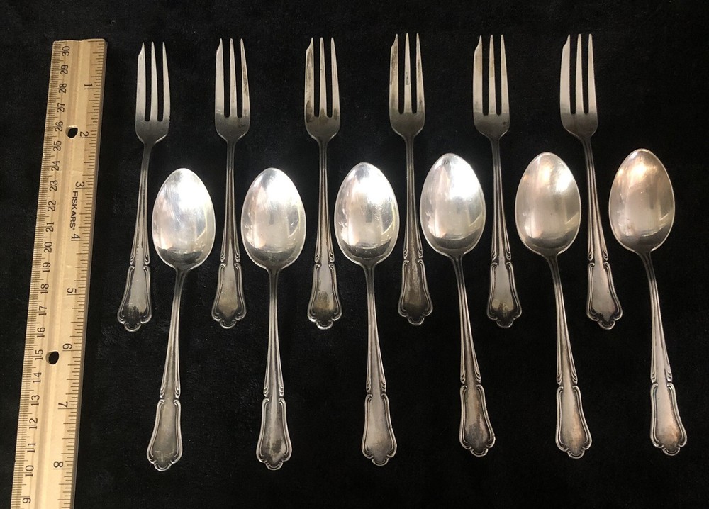 SET - 6 Forks & 6 Spoons - Austrian .800 Silver Ware
