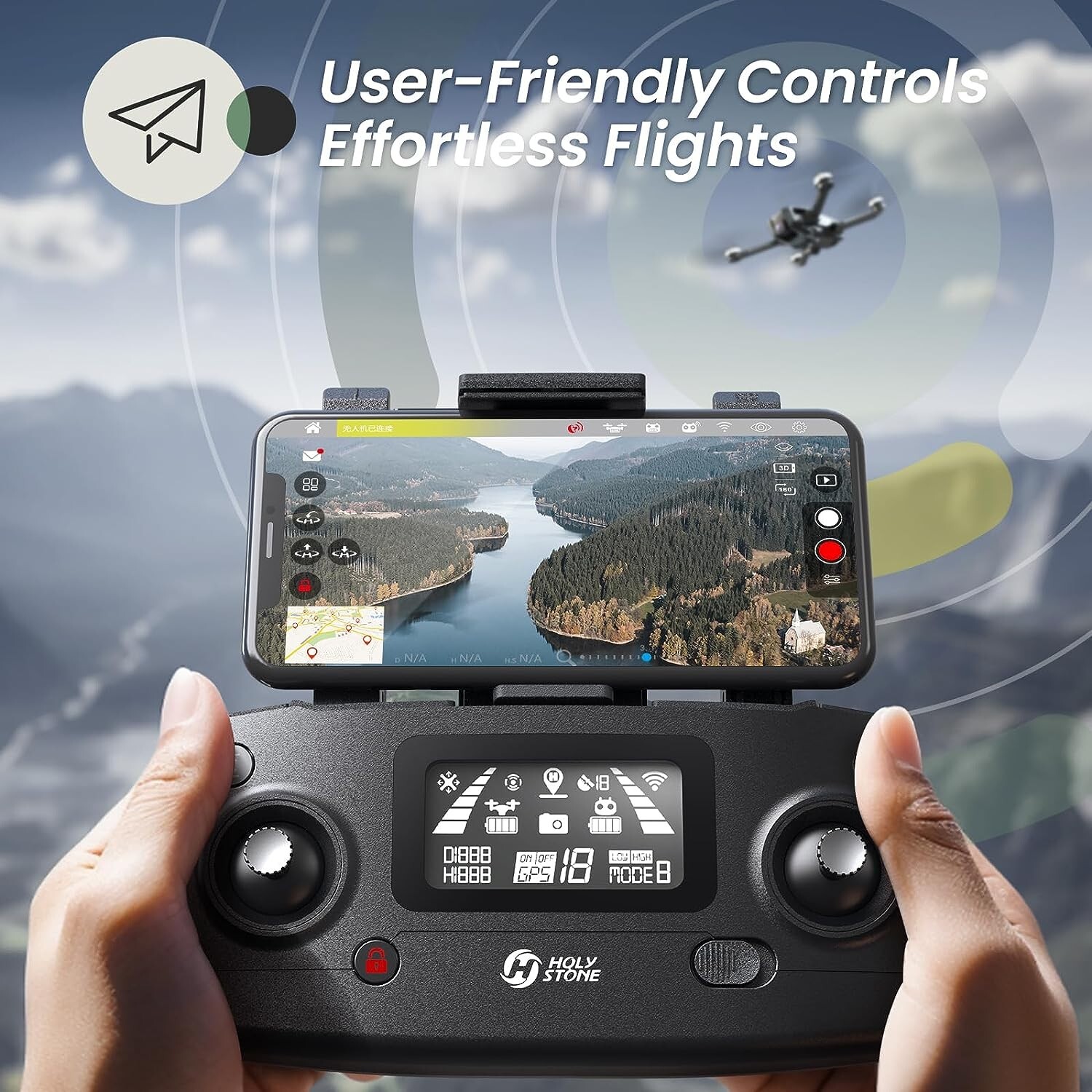 Holy Stone 720E Foldable RC Drone with 4K EIS UHD 130 FOV Camera Brushless 5GHz