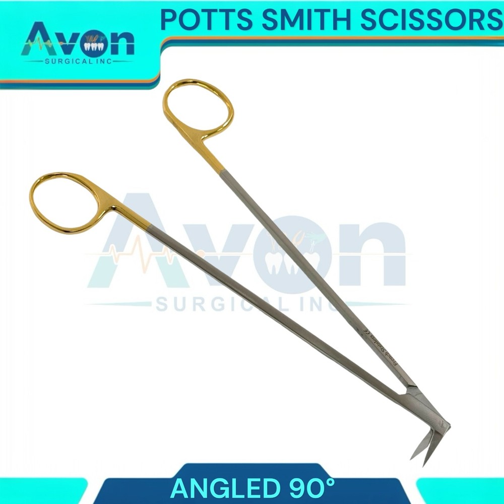 3pcs Set - Potts Smith Vascular Scissors, 25°, 90°, 125°, Angled Blades, Sharp
