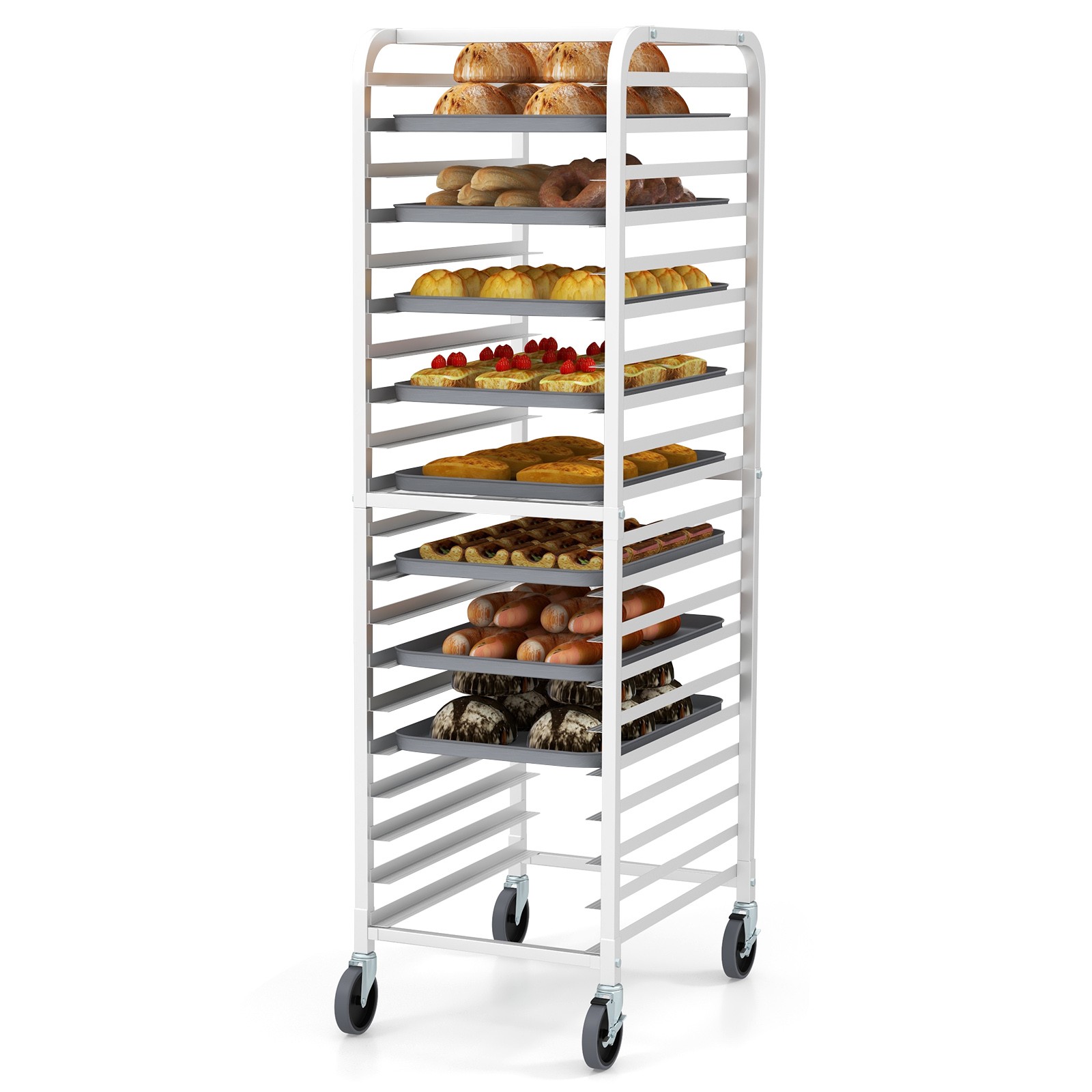 20-tier Bun Pan Speed Rack w/ Lockable Rubber Wheels 3" Spacing for Kitchen