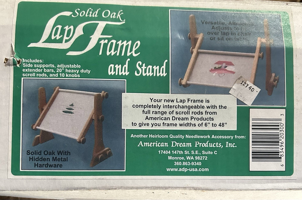 American Dream Products Solid Oak Lap Frame Stand 20" Adjustable Scroll