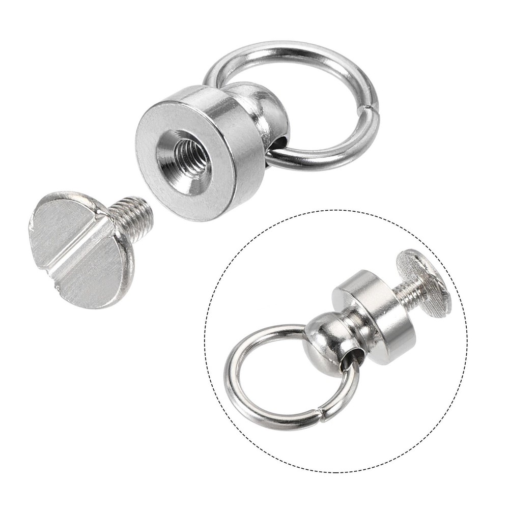 9x9.3mm Pull Ring Rivets Studs Round Head for DIY Brass Silver Tone 6pcs
