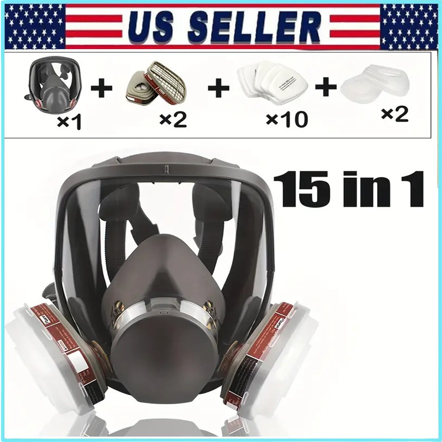 Professional Full Face Respirator Mask With Safety Goggles 15-in-1