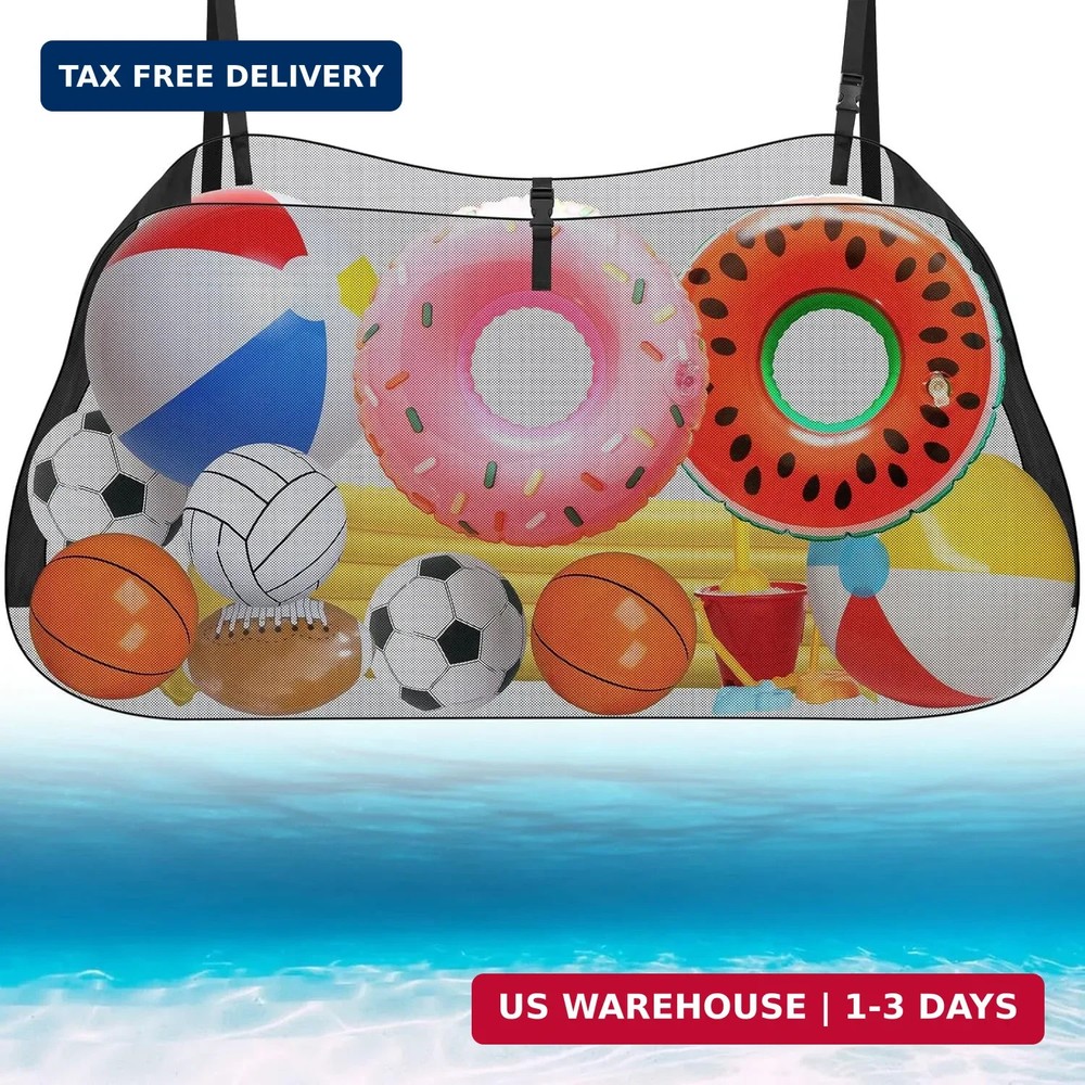 Pool Float Storage Net, Hanging Pool Float Storage Organizer Mesh Bag Adjustable