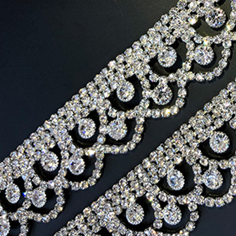 20Cm Silver Rhinestone Trim On Sale