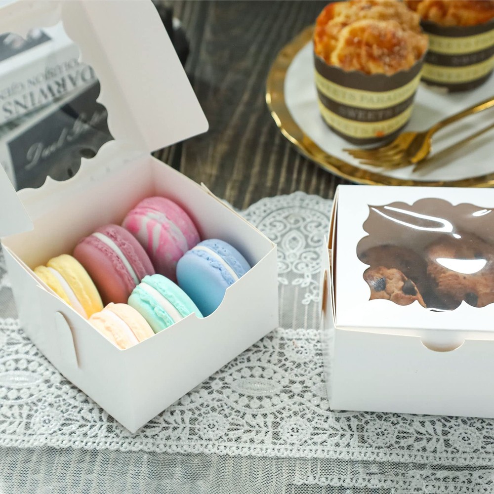 50pcs Cookie Boxes with Window Bakery Boxes Small Treat Boxes Mini Pie Boxes ...