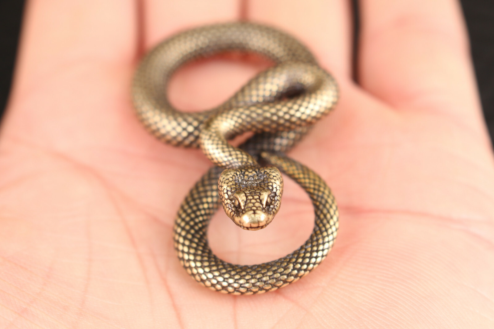 Chinese old bronze handmade Snake Statue figure Tea Pet scene home decoration