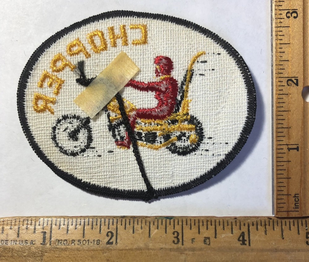 Vintage Chopper Motorcycle Logo Sew On Patch Biker NOS