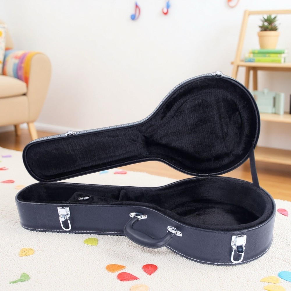 A-Style Mandolin Hardshell Case - Contoured Padded Lockable Black Finish