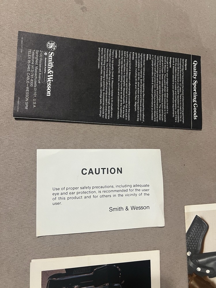Factory Original Smith & Wesson K Frame Paperwork Set S&W - No Manual