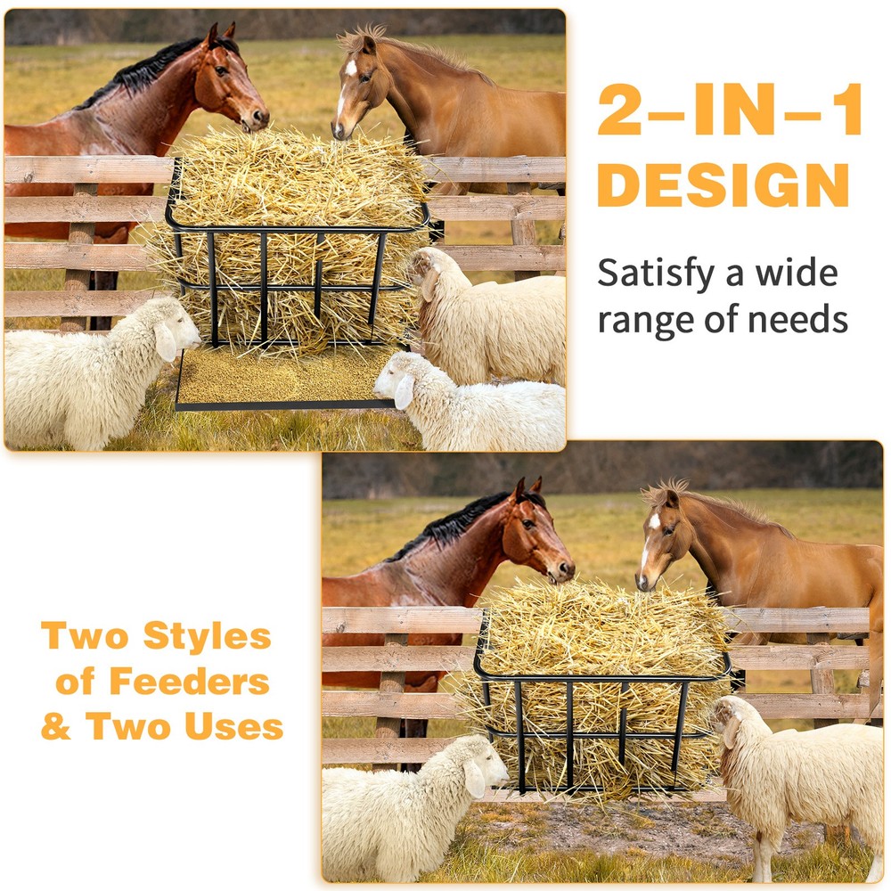 Large Capacity Hay Feeder with Detachable Grain Tray