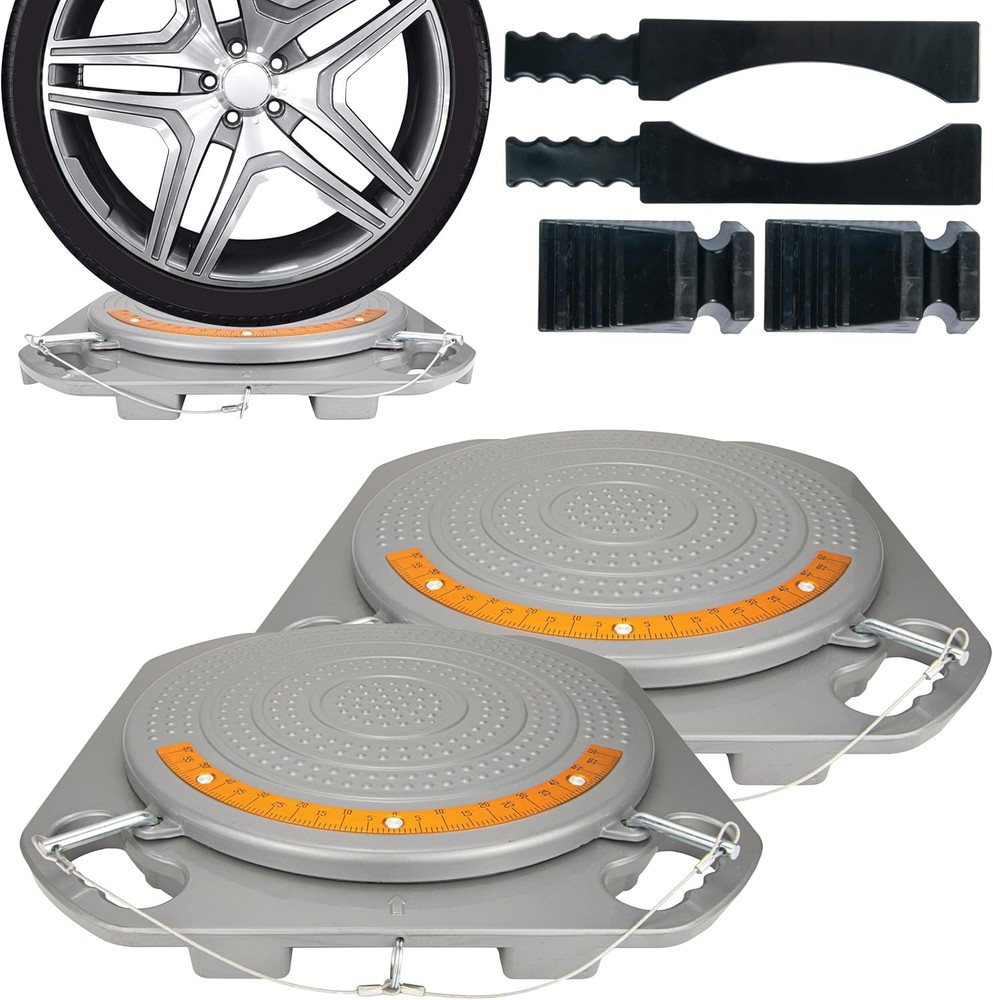 2 Pack Wheel Alignment Turntable Turn Plates 360° Rotating 4 Ton Capacity