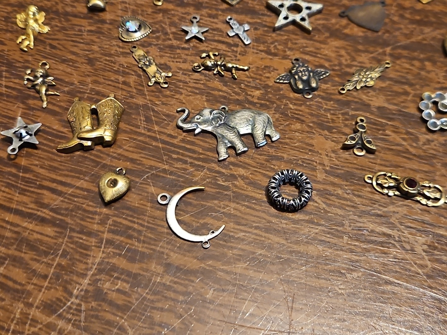 Lot Of 50 Mixed Parts Pcs France Vintage 60s Brass Stampings Findings Jewelry 25