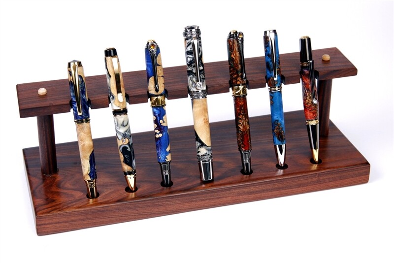 Large Rosewood Upright Pen Stand - 7 Pen