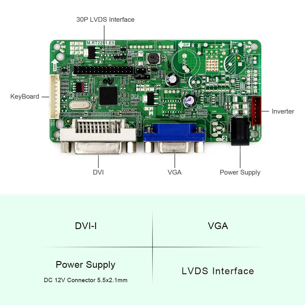 DVI VGA LCD Controller Board With 9.7 inch LP097X01 1024×768 LCD Panel