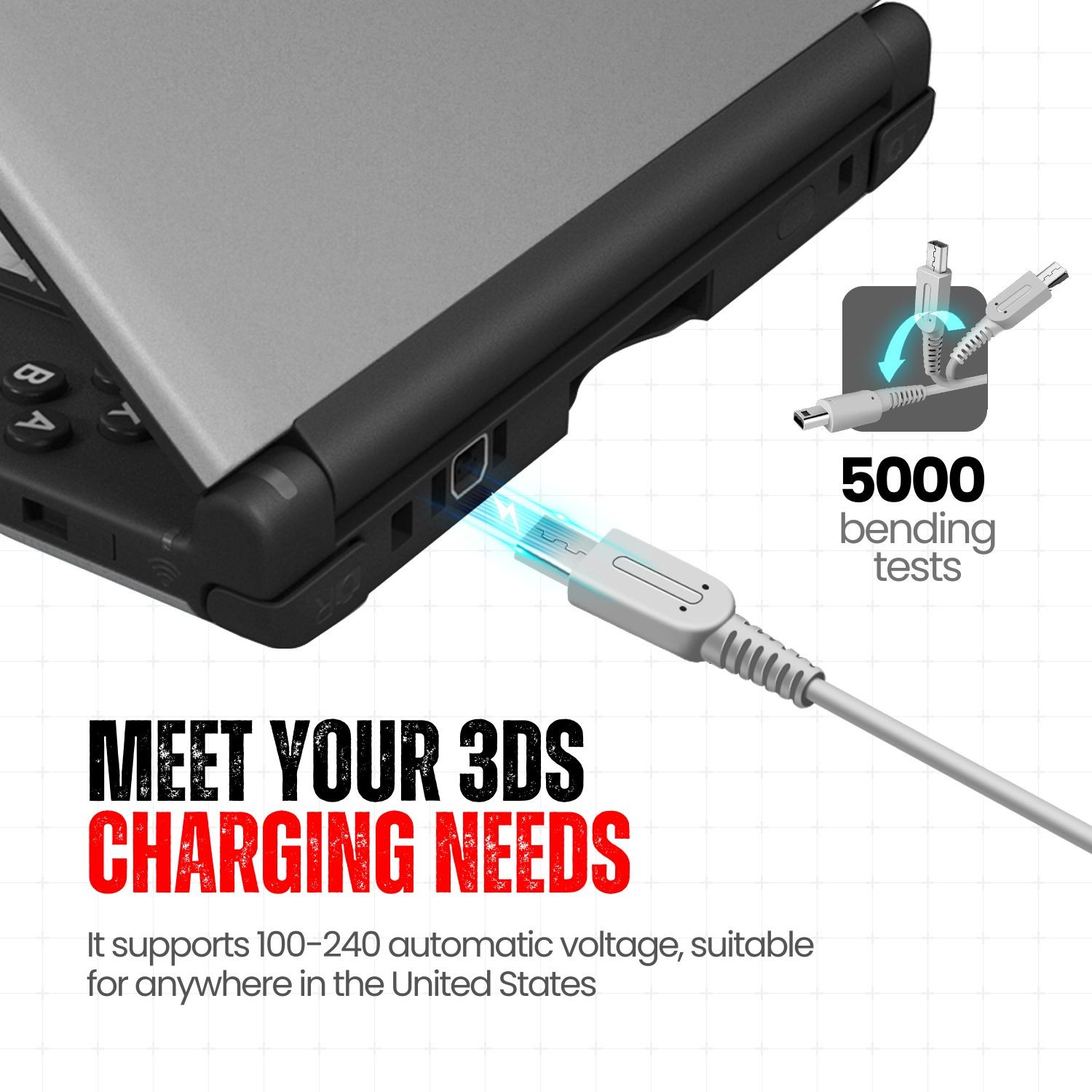 3DS AC Adapter Charger Power Supply for 3DS XL, 2DS, 2DS XL, DSi XL, Dsi Cord