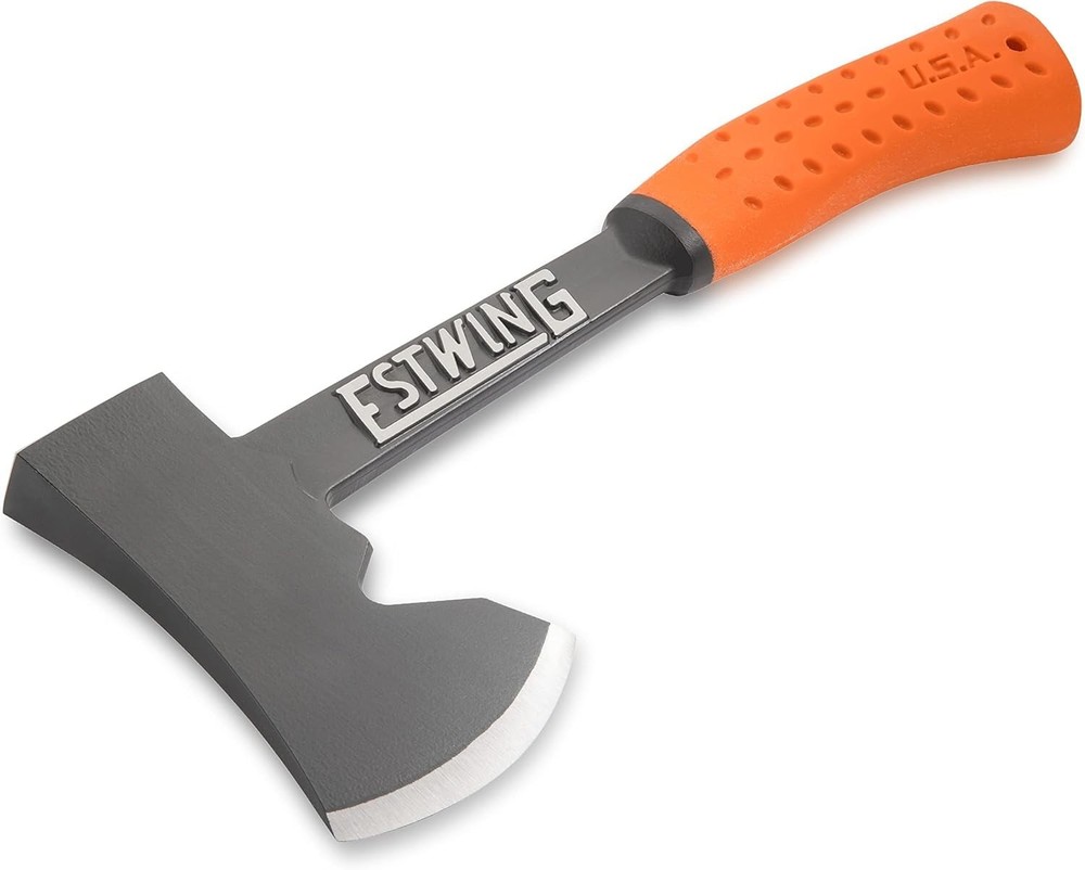 Estwing 14" Camper's Axe Hatchet w/ Tent Stake Puller, Orange Grip
