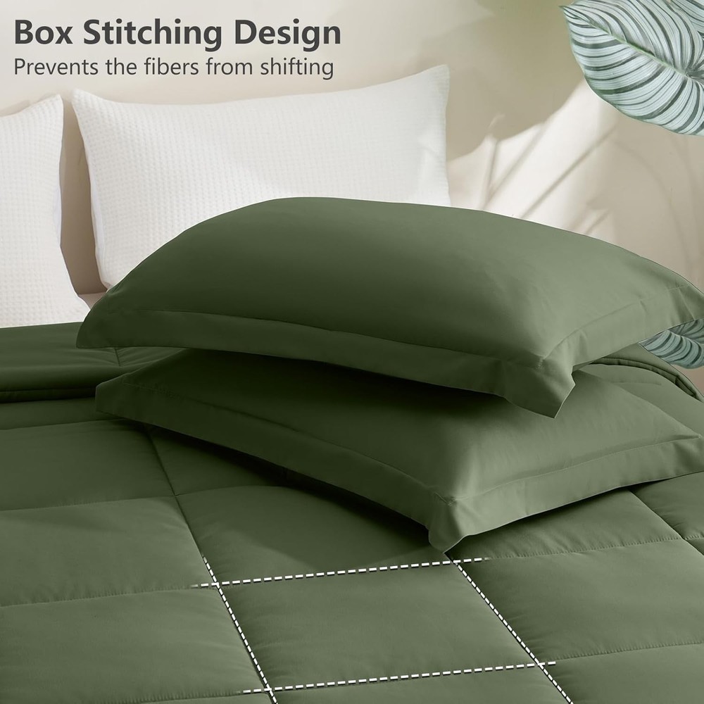 CozyLux King Comforter Set - Olive Green King,