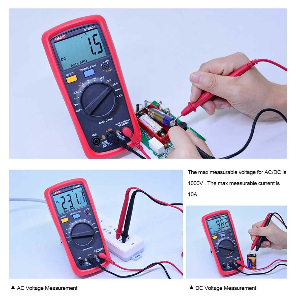 1PC Multimeter Digital multimeter tester AC DC Voltmeter Ammeter UT136C+