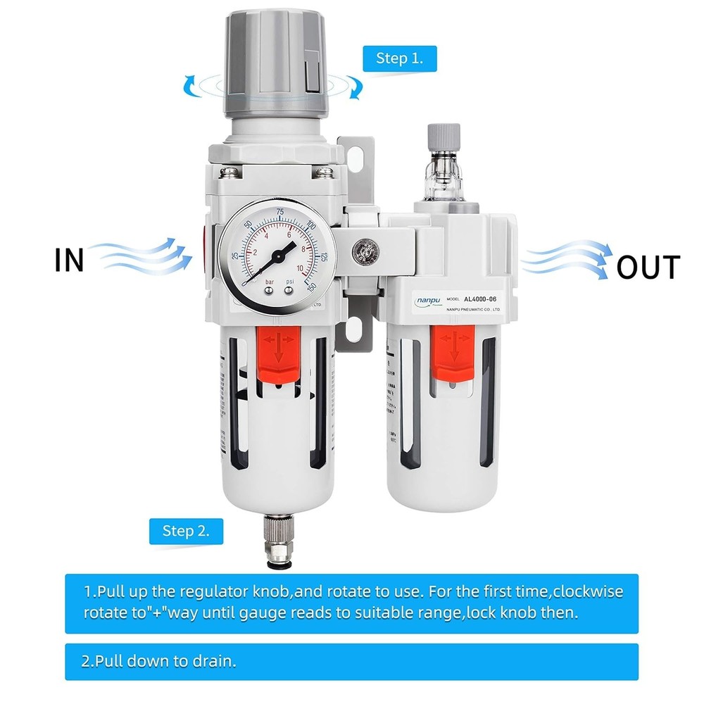 Compressed Air Filter Regulator Lubricator 3/4" NPT
