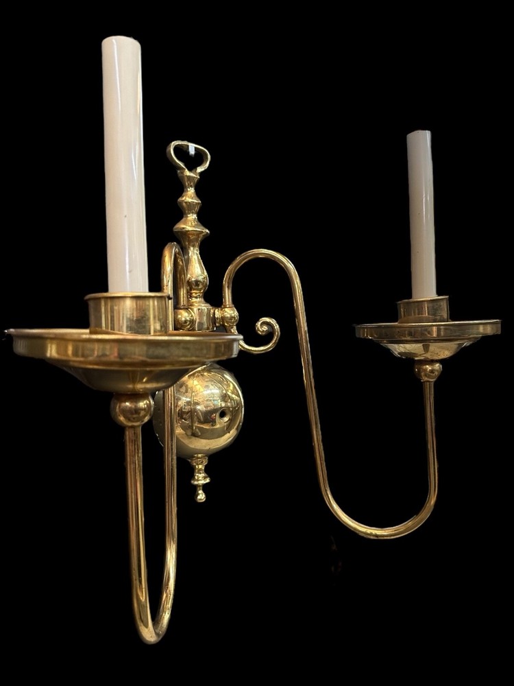 2-Arm Brass Wall Sconce Pair GA20093