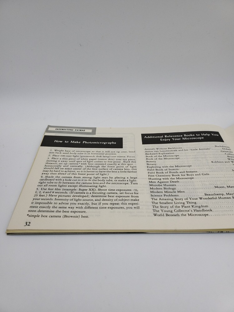Vintage 1961 Skil Craft Microscope Instruction Manual Original