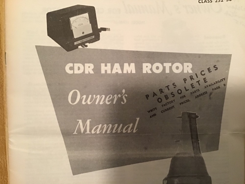 CDR Ham rotor,model Ham -M, operating manual only.