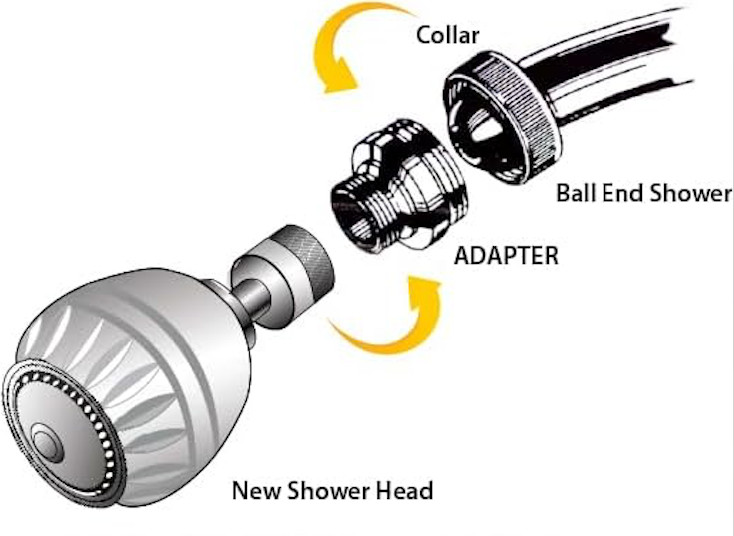 All 3 Ball End Shower Arm Adapter Set | shower accessories | Replacement